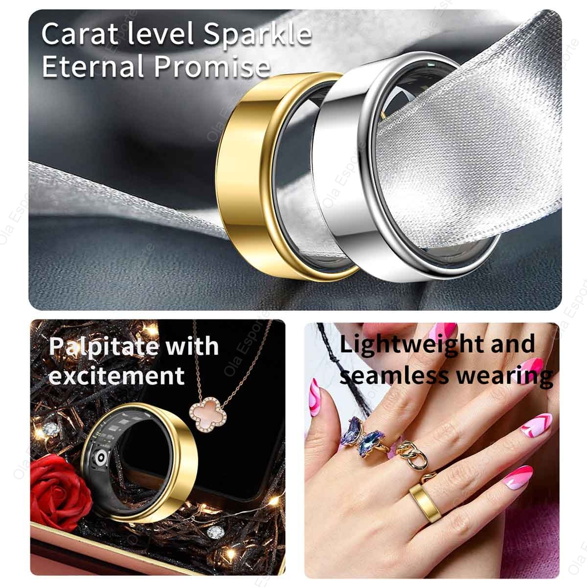 Cincin Pintar Paduan Titanium, - Blood Oxygen Monitor ulasan dan harga